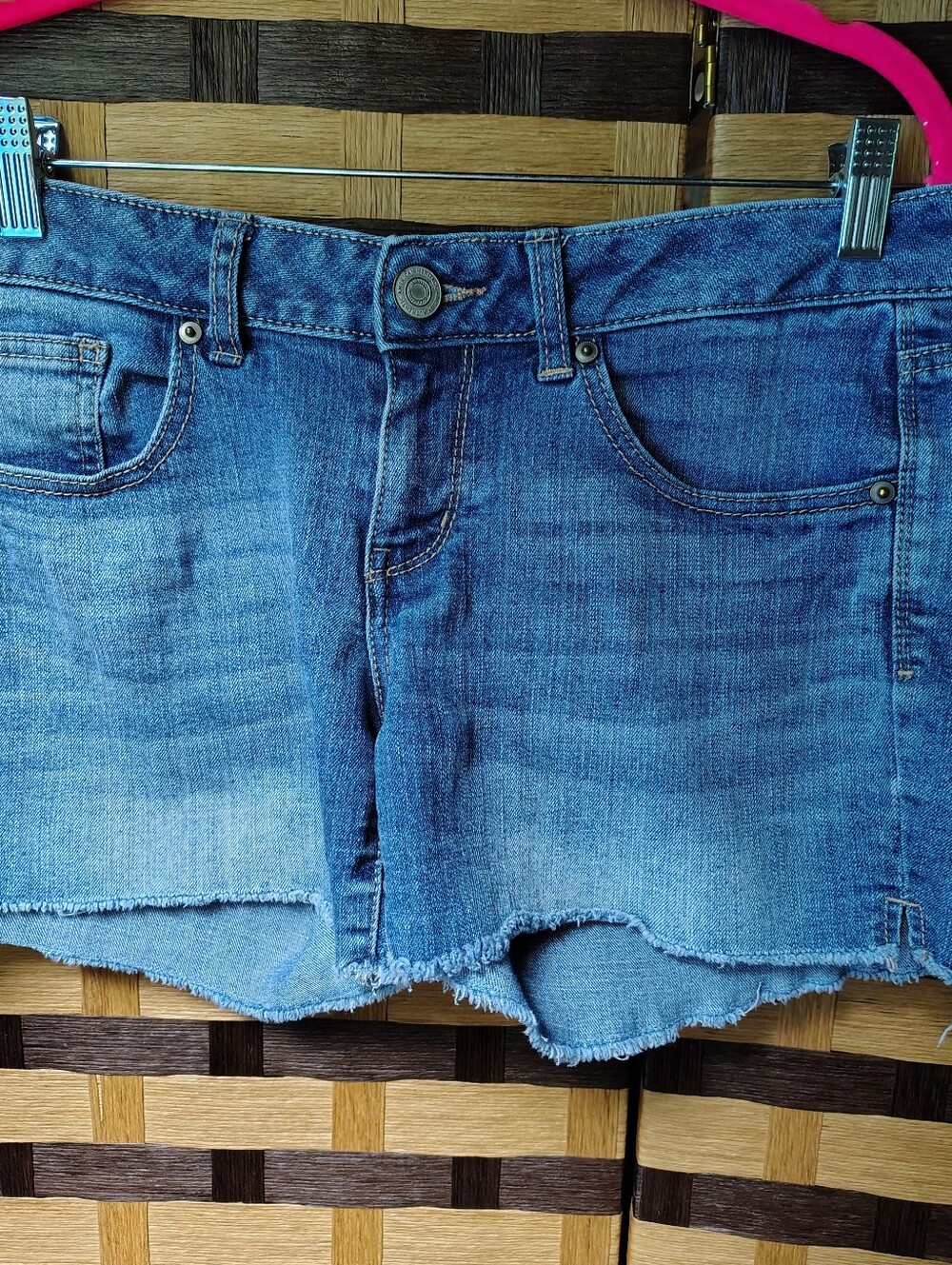 Juniors blue denim cut offs